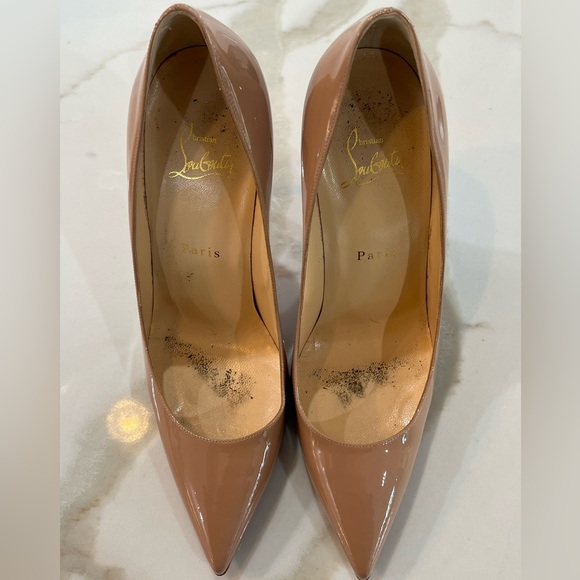 Christian Louboutin Decollete 554 100 Patent Leather Nude Pumps Size 39 EU - Picture 14 of 16